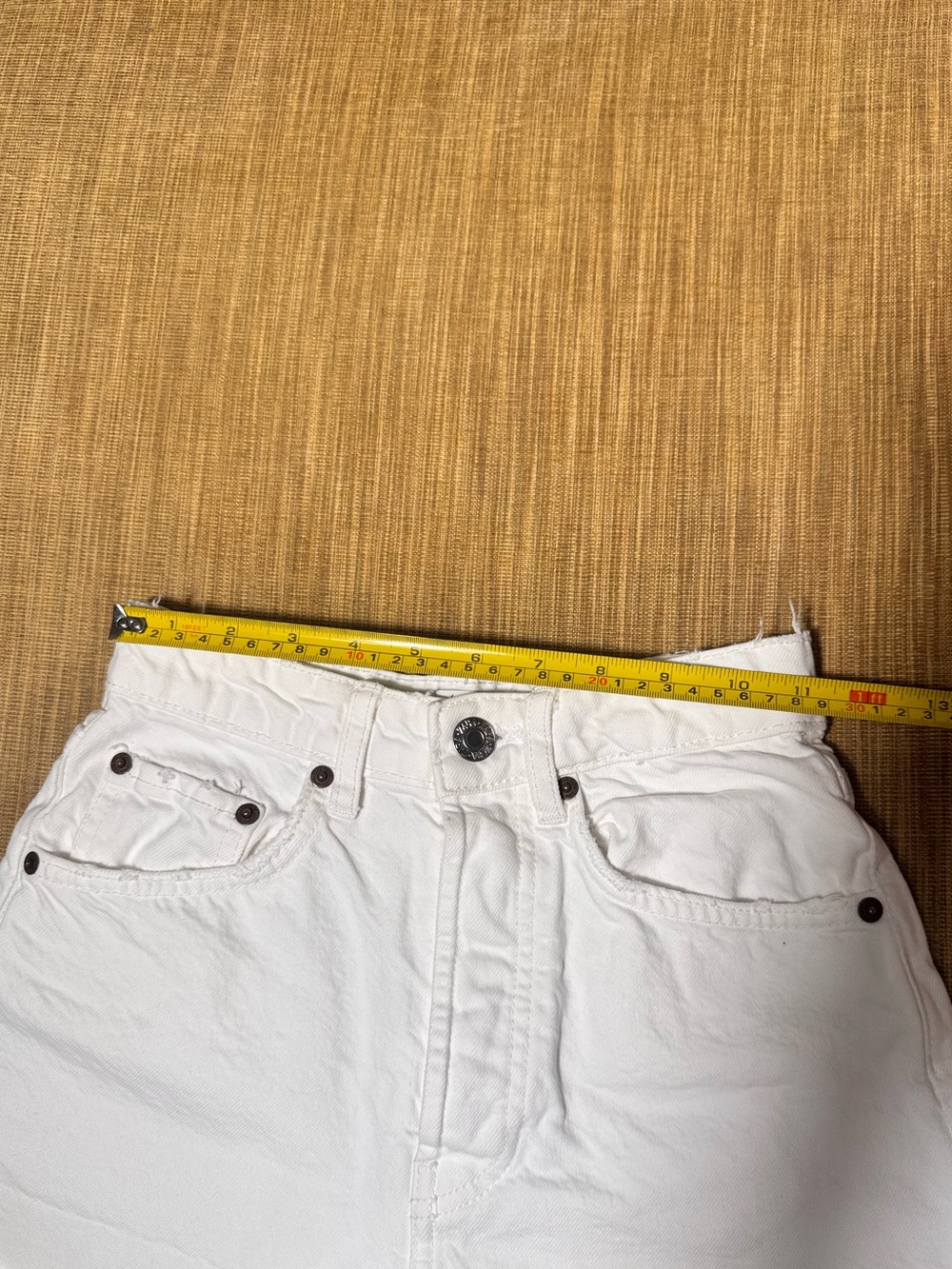 Zara White Denim High Waisted Shorts - Picture 7 of 9